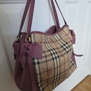 Burberry Pink and Tan Plaid Shoulder Bag